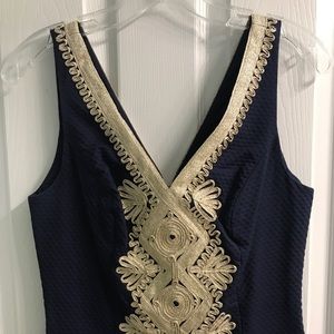 Lilly Pulitzer Dress- Navy Blue/Gold